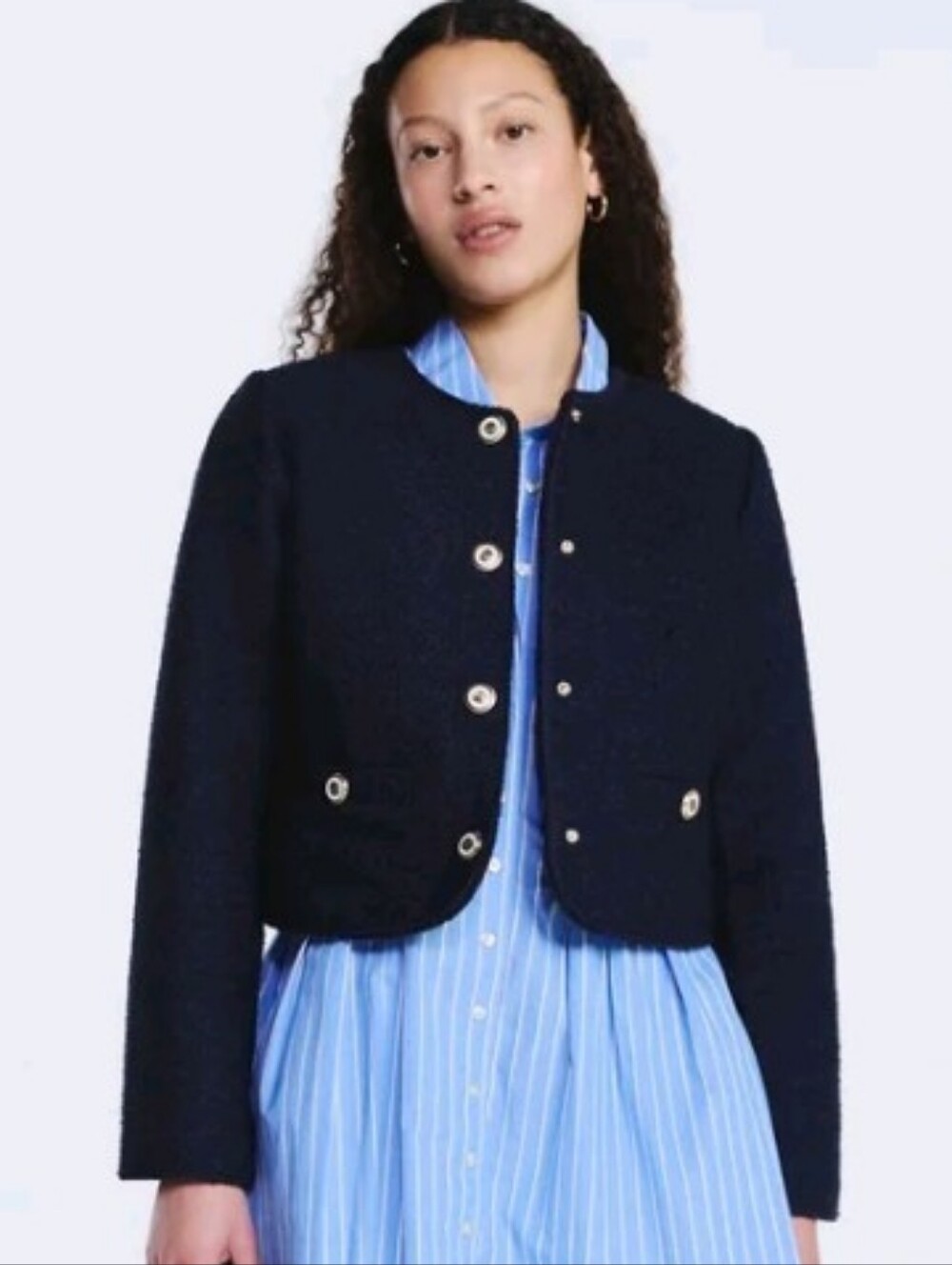 Free Assembly Navy Blazer Jacket Textured Sz XS